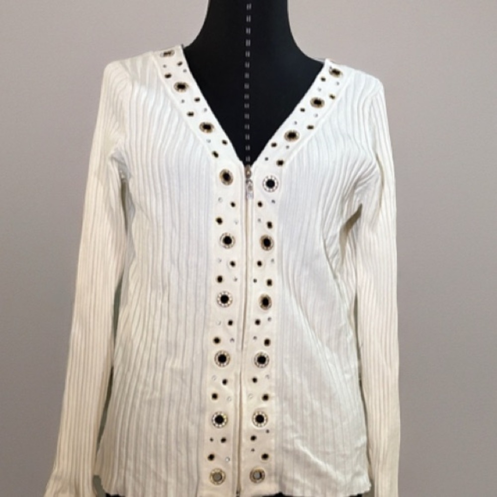Belldini White Cardigan with Embellishments